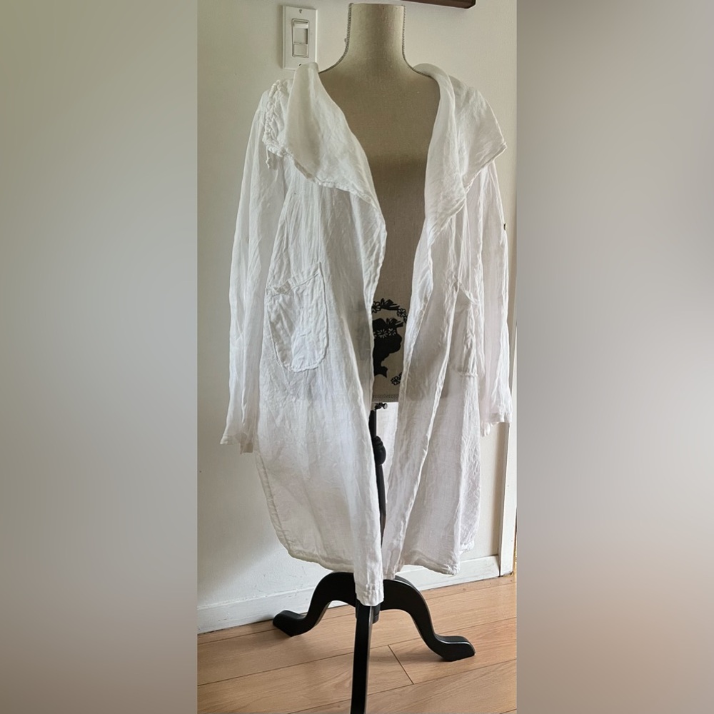 Italian Linen Lagenlook Duster White XL